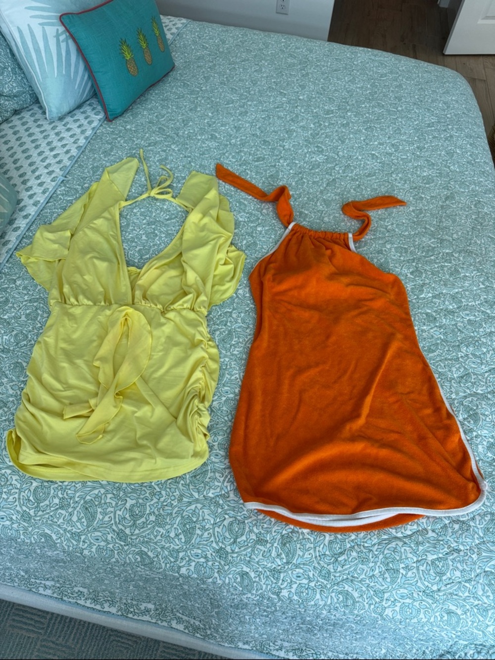 URBAN OUTFITTERS Orange Terry Halter Mini Dress Game Day Yellow SHEIN Mini Dress